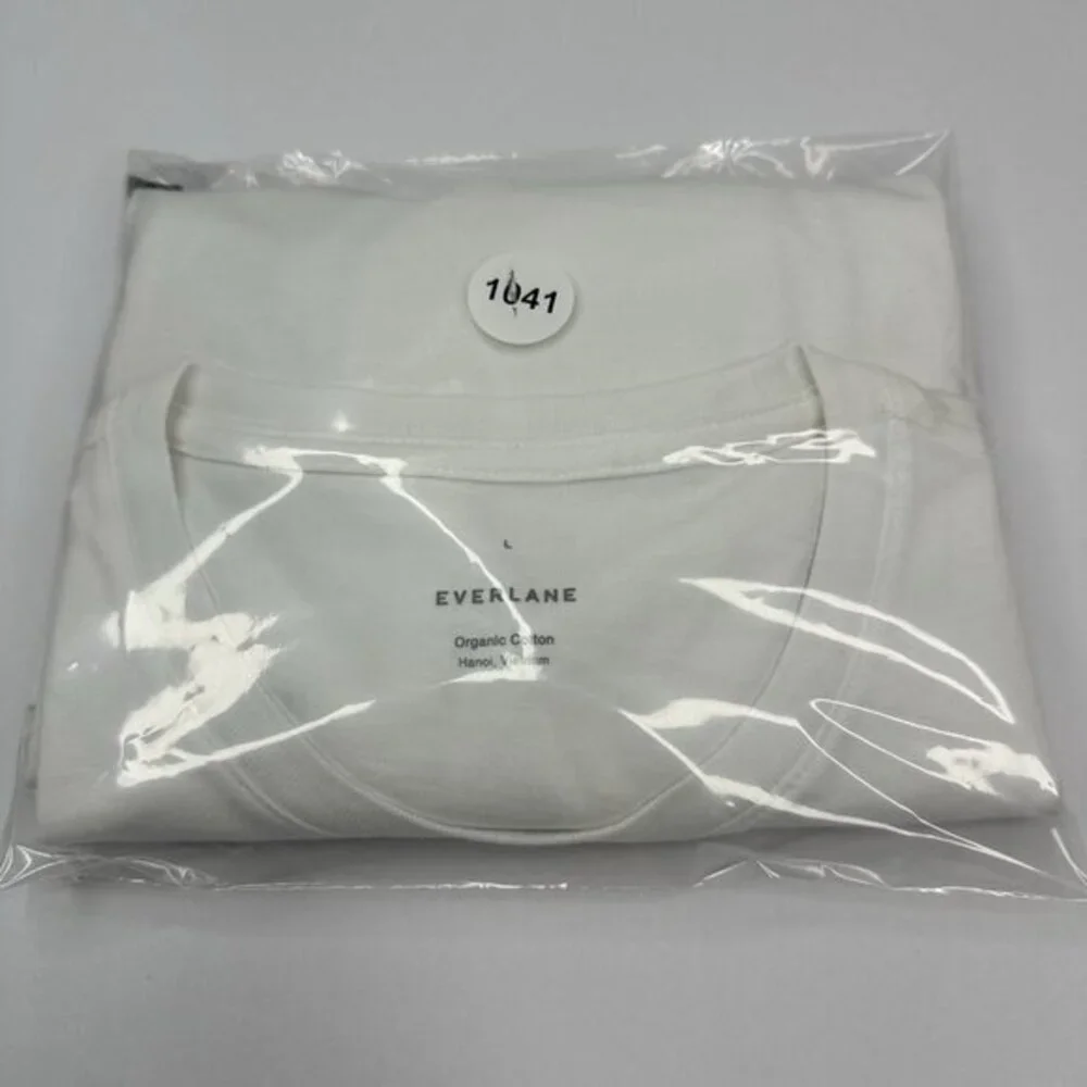 Everlane Mens Organic Cotton Crew Neck T-Shirt White‎ Short Sleeve Size L NWOT - Picture 9 of 9